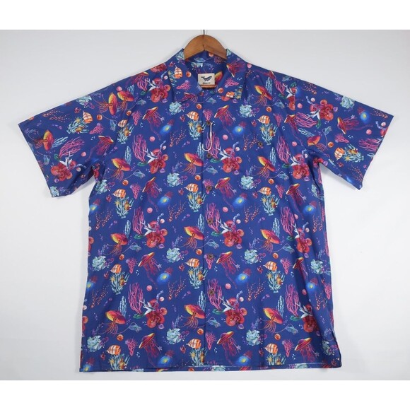 Yiume Button Down Shirt Tropical Ocean Life Sea Fish Marine Life Size XL NWOT - Picture 3 of 9
